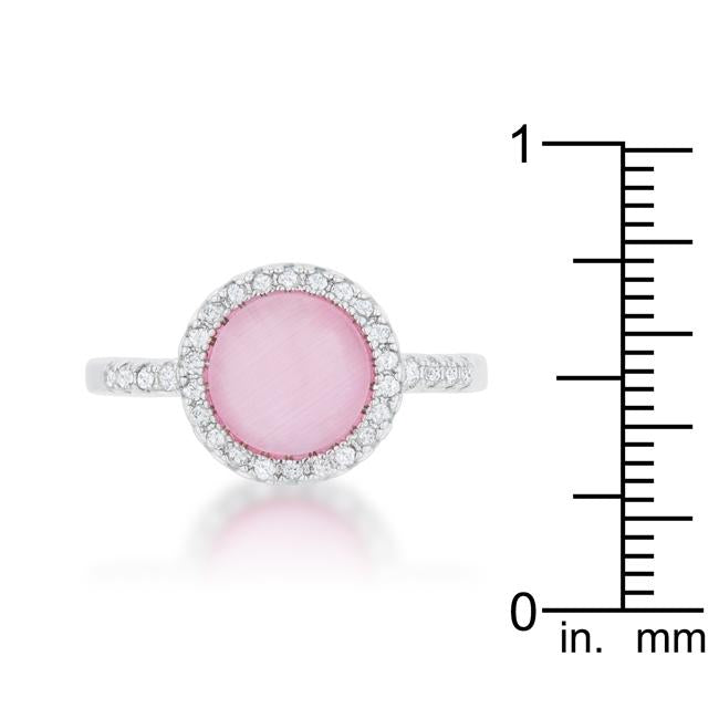 Patricia 0.3ct CZ Pink Cats Eye Rhodium Classic Ring - Charming Charlie
