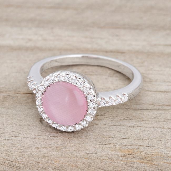 Patricia 0.3ct CZ Pink Cats Eye Rhodium Classic Ring - Charming Charlie