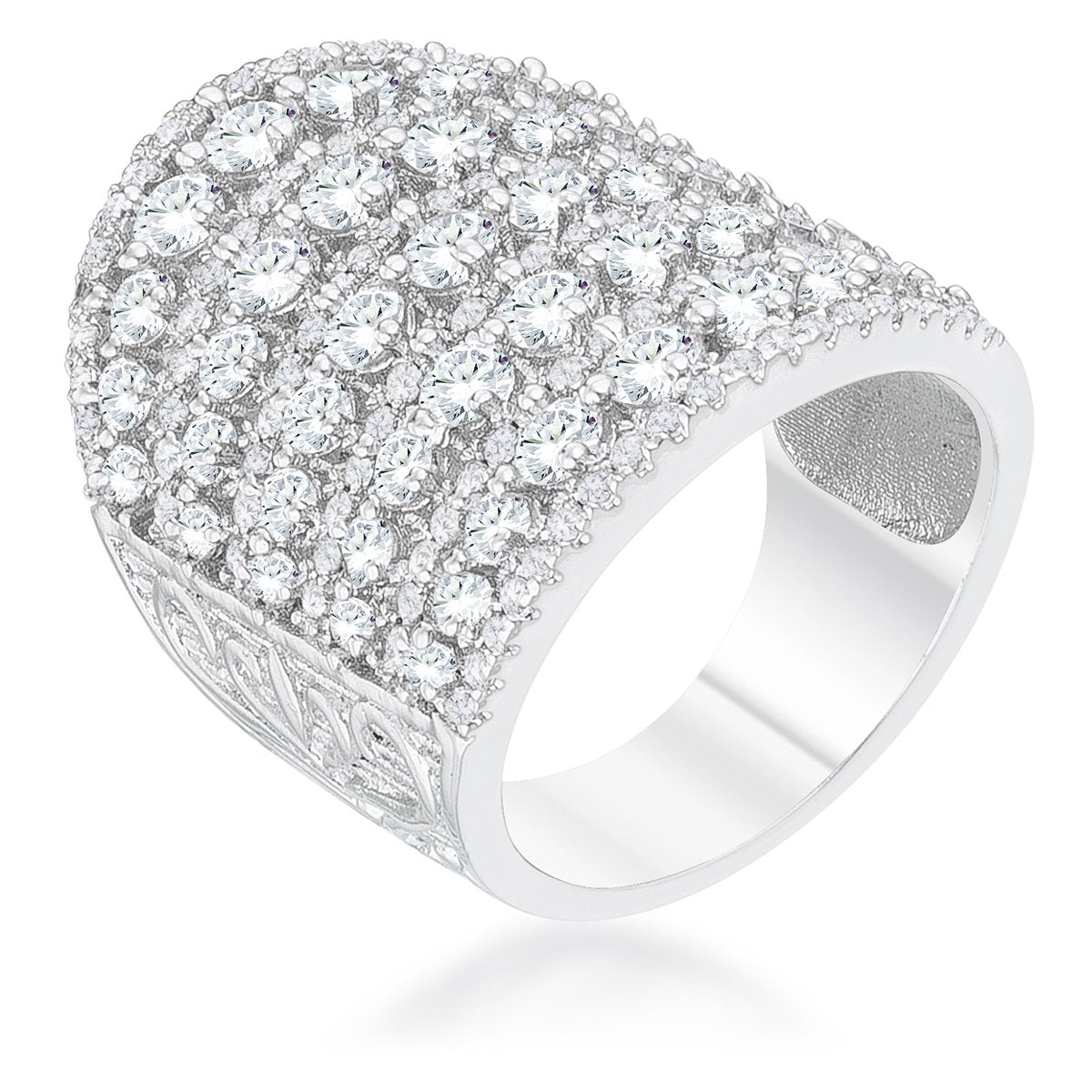Charlyn 2.5ct Rhodium CZ Statement Cocktail Ring - Charming Charlie