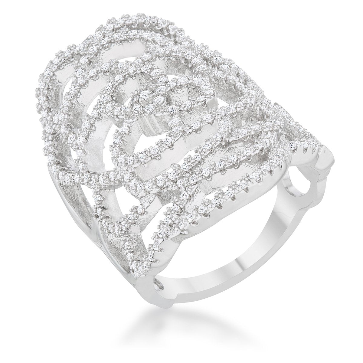 Rosa 1.25ct CZ Rhodium Filigree Cocktail Ring - Charming Charlie