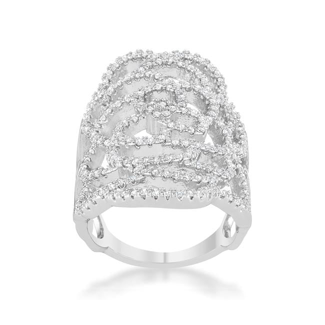 Rosa 1.25ct CZ Rhodium Filigree Cocktail Ring - Charming Charlie