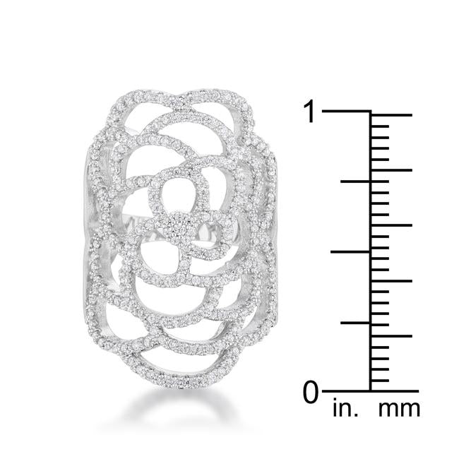 Rosa 1.25ct CZ Rhodium Filigree Cocktail Ring - Charming Charlie