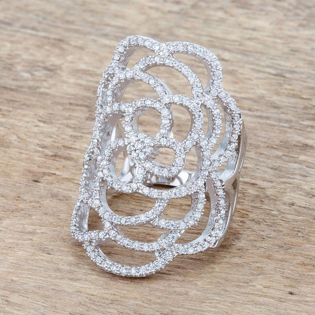 Rosa 1.25ct CZ Rhodium Filigree Cocktail Ring - Charming Charlie