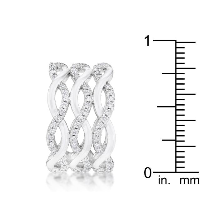 Contemporary 0.88ct CZ Rhodium Twist Wide Cocktail Ring - Charming Charlie