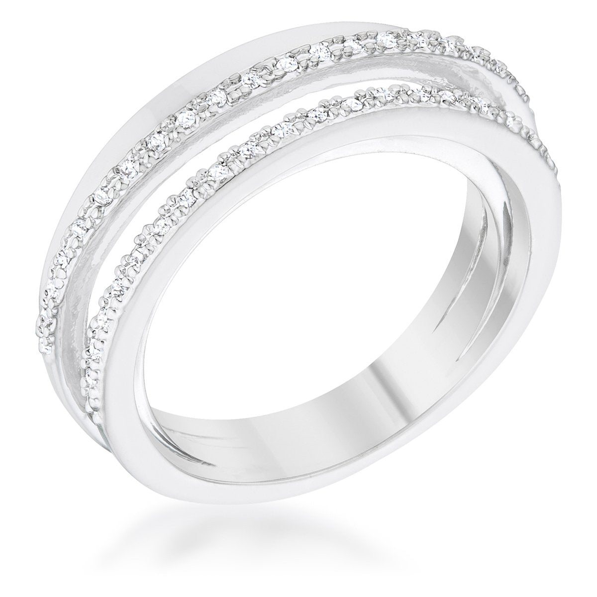 Lynn 0.25ct CZ Rhodium Twisted Trio Band Ring - Charming Charlie