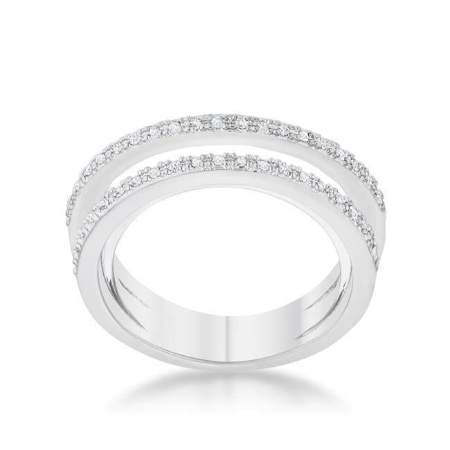 Lynn 0.25ct CZ Rhodium Twisted Trio Band Ring - Charming Charlie