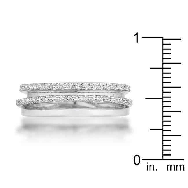 Lynn 0.25ct CZ Rhodium Twisted Trio Band Ring - Charming Charlie