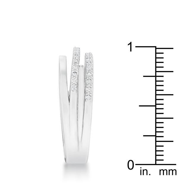 Lynn 0.25ct CZ Rhodium Twisted Trio Band Ring - Charming Charlie