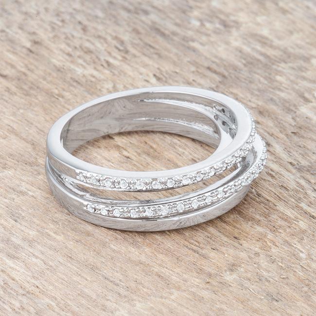 Lynn 0.25ct CZ Rhodium Twisted Trio Band Ring - Charming Charlie
