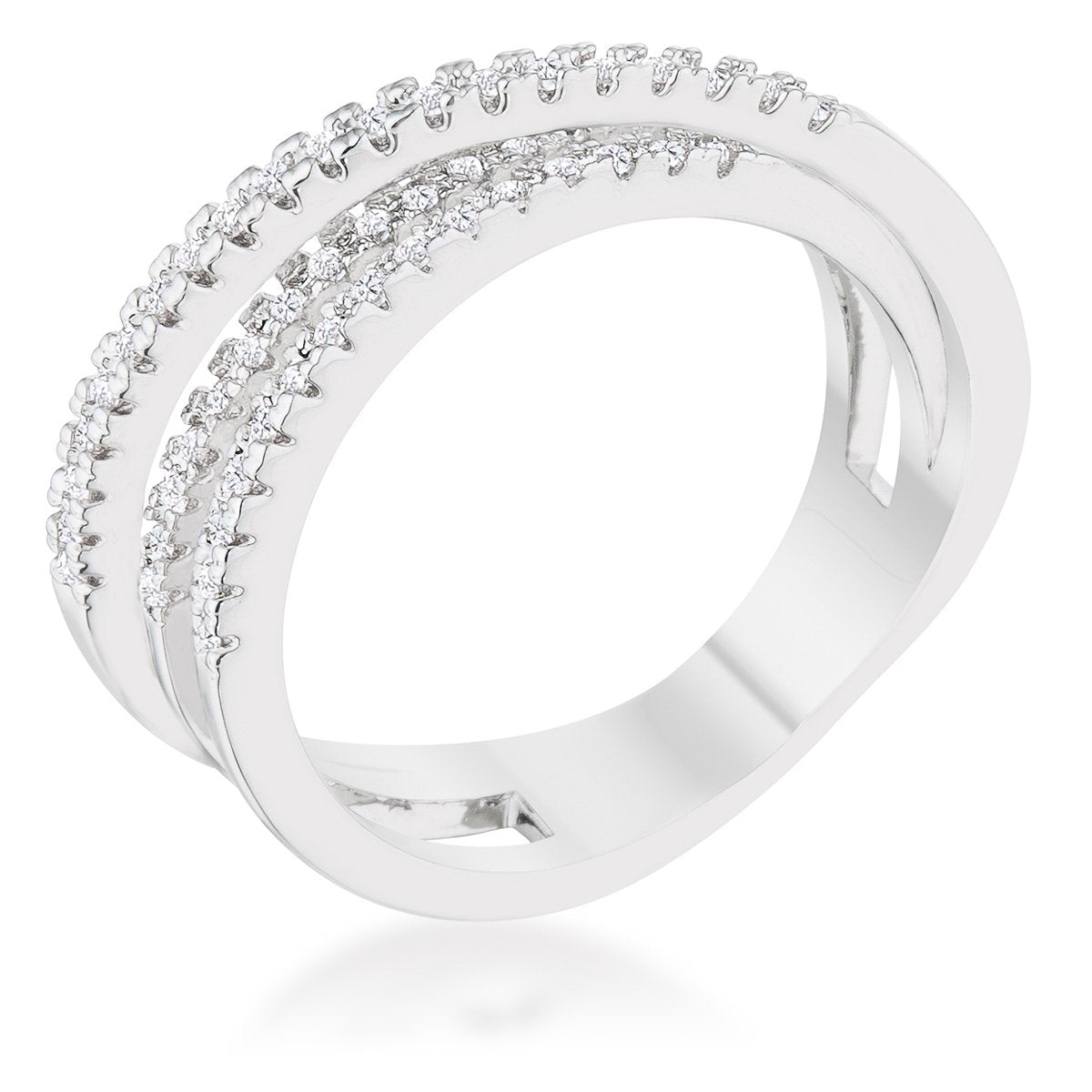 Laurie 0.2ct CZ Rhodium Contemporary Trio Band Ring - Charming Charlie