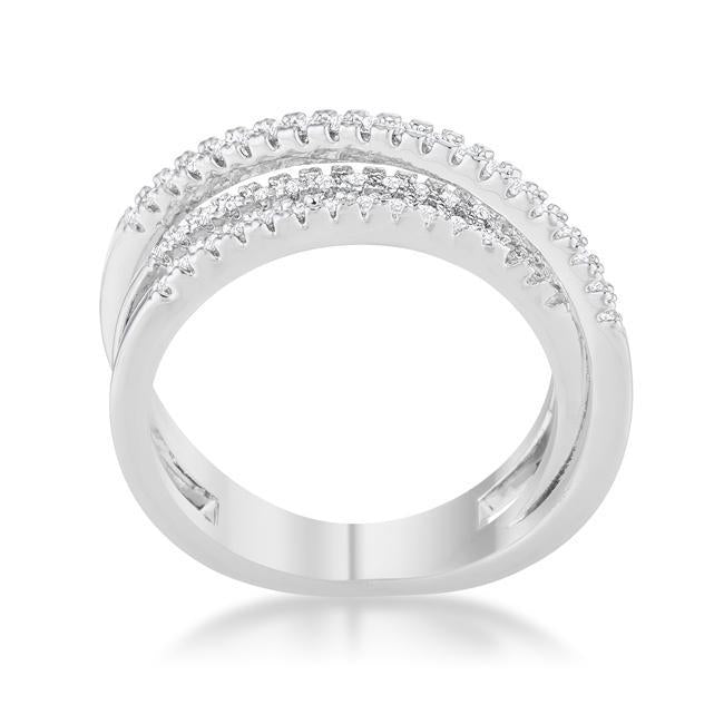 Laurie 0.2ct CZ Rhodium Contemporary Trio Band Ring - Charming Charlie
