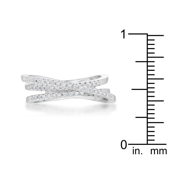 Laurie 0.2ct CZ Rhodium Contemporary Trio Band Ring - Charming Charlie