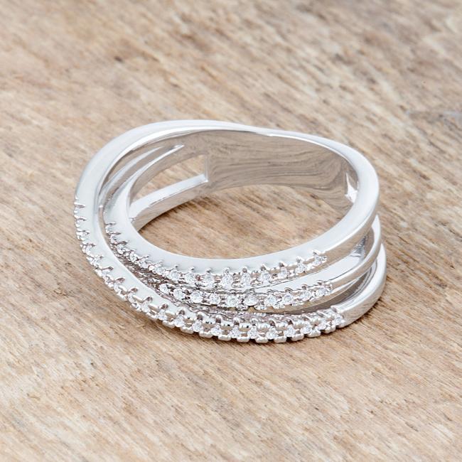 Laurie 0.2ct CZ Rhodium Contemporary Trio Band Ring - Charming Charlie