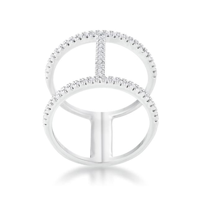Christina 0.3ct CZ Rhodium Open Contemporary Wide Ring - Charming Charlie