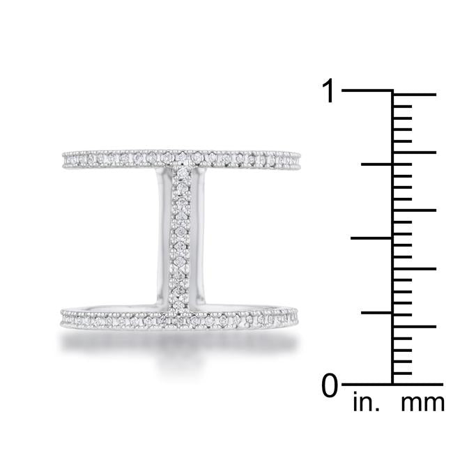 Christina 0.3ct CZ Rhodium Open Contemporary Wide Ring - Charming Charlie