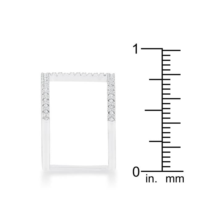 Christina 0.3ct CZ Rhodium Open Contemporary Wide Ring - Charming Charlie