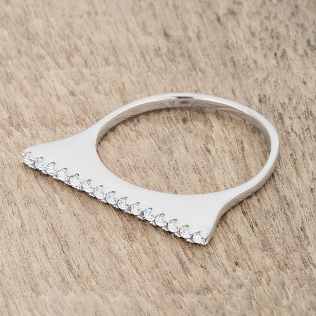 Karolina 0.2ct CZ Rhodium Contemporary Simple Ring - Charming Charlie