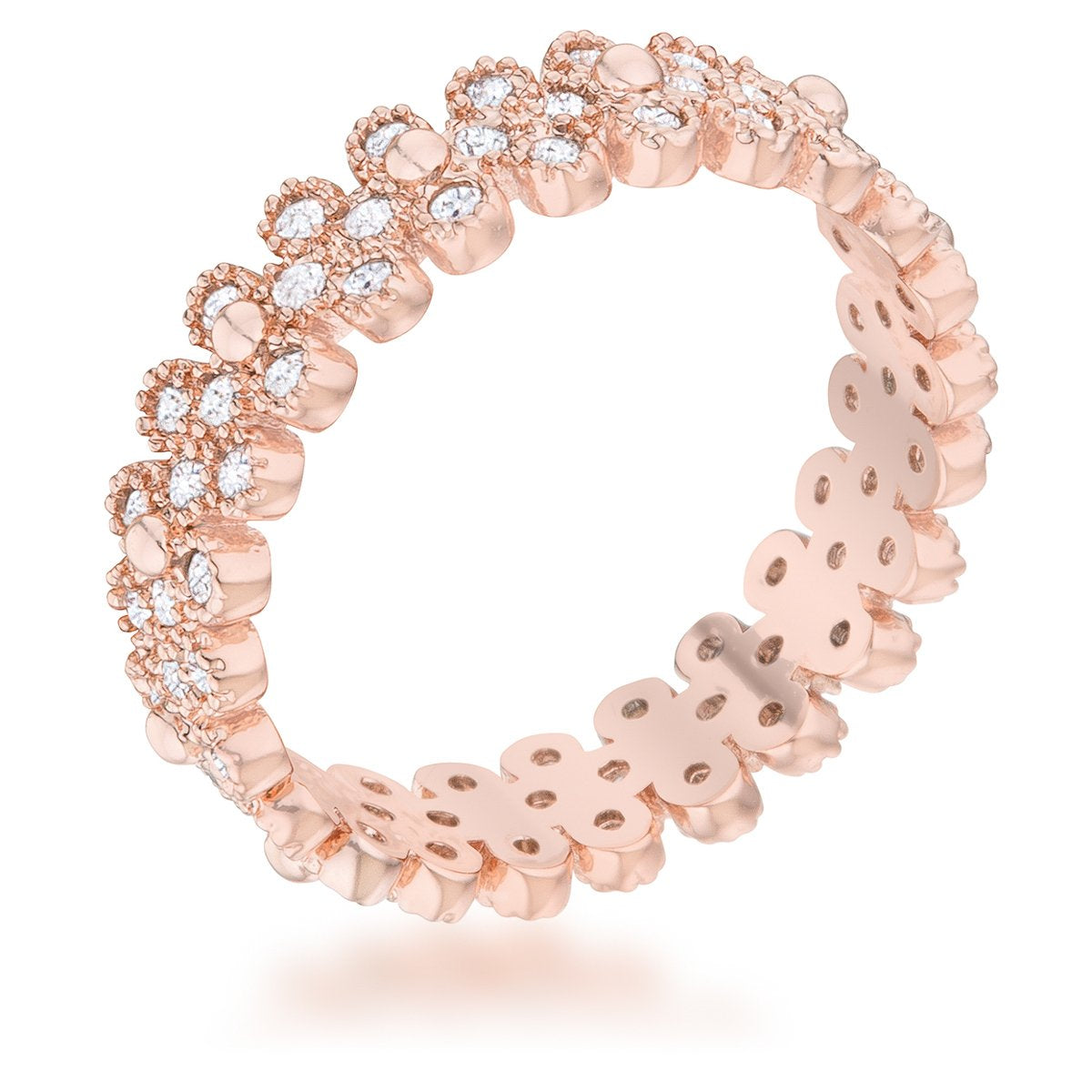Clara 1ct CZ Rose Gold Textured Bezel Set Eternity Ring - Charming Charlie