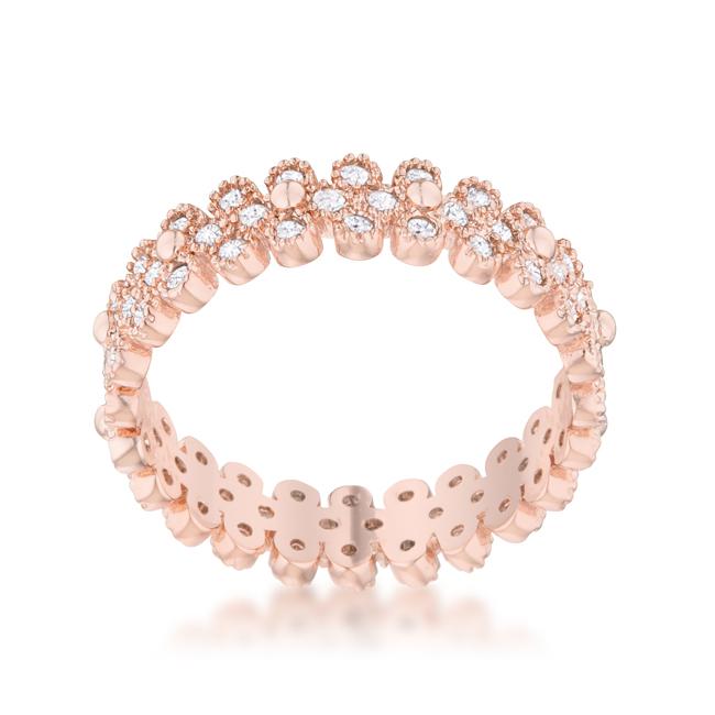 Clara 1ct CZ Rose Gold Textured Bezel Set Eternity Ring - Charming Charlie