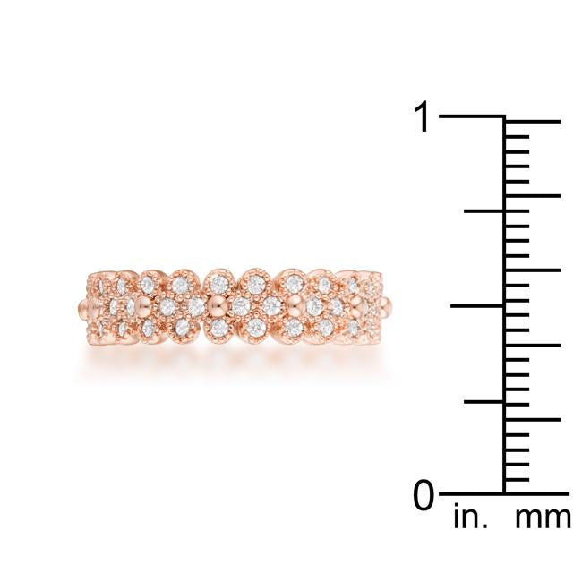Clara 1ct CZ Rose Gold Textured Bezel Set Eternity Ring - Charming Charlie