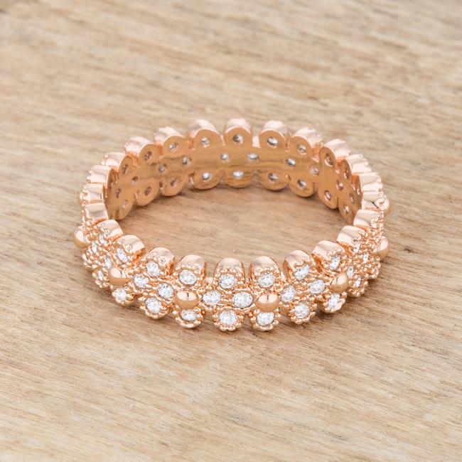 Clara 1ct CZ Rose Gold Textured Bezel Set Eternity Ring - Charming Charlie