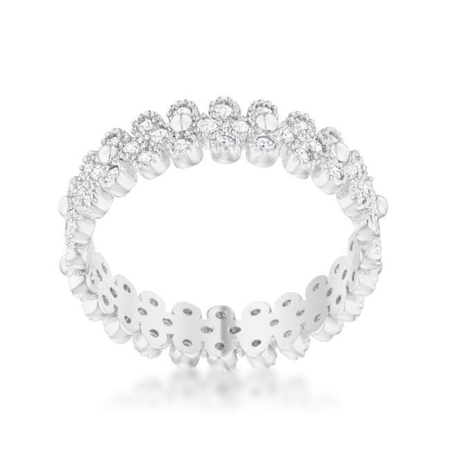Clara 1ct CZ Rhodium Textured Bezel Set Eternity Ring - Charming Charlie