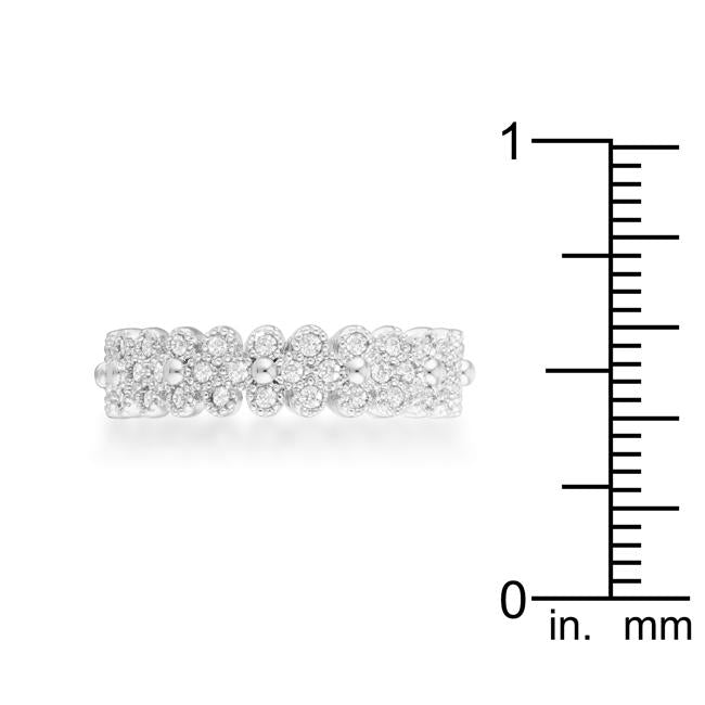 Clara 1ct CZ Rhodium Textured Bezel Set Eternity Ring - Charming Charlie