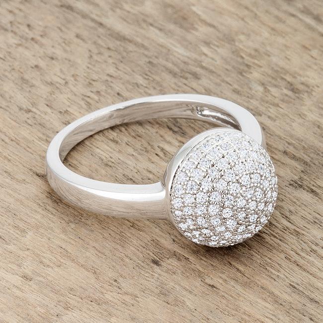 Brie 0.6ct CZ Rhodium Contemporary Sphere Ring - Charming Charlie