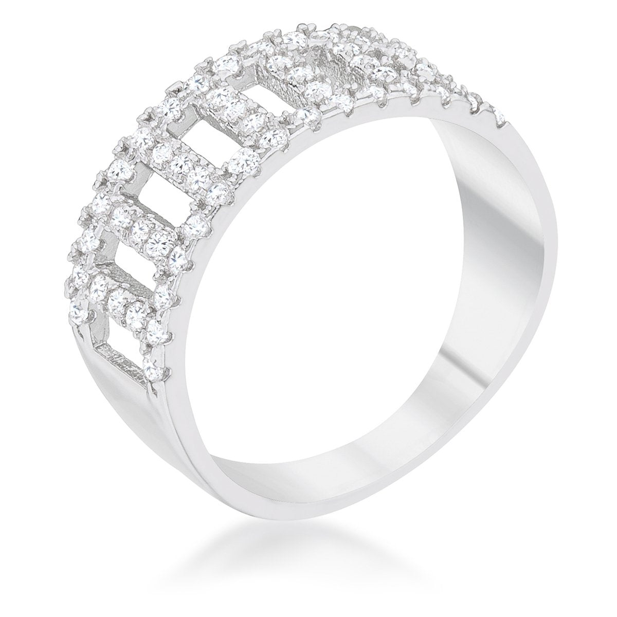Rey 0.5ct CZ Rhodium Contemporary Band Ring - Charming Charlie