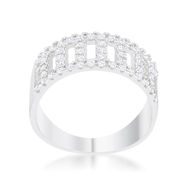 Rey 0.5ct CZ Rhodium Contemporary Band Ring - Charming Charlie