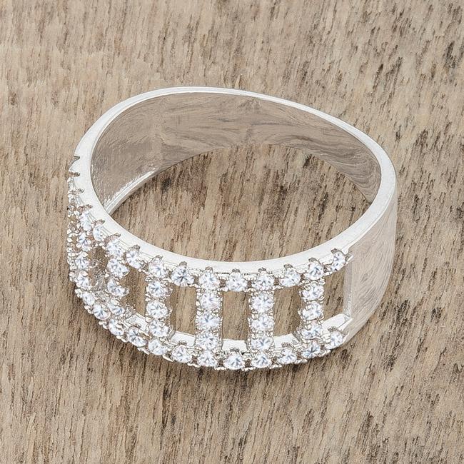 Rey 0.5ct CZ Rhodium Contemporary Band Ring - Charming Charlie