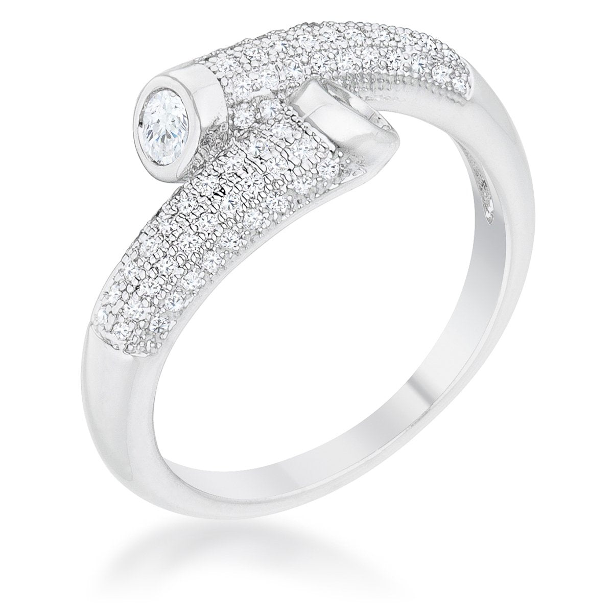Perry 0.62ct CZ Rhodium Contemporary Wrap Ring - Charming Charlie