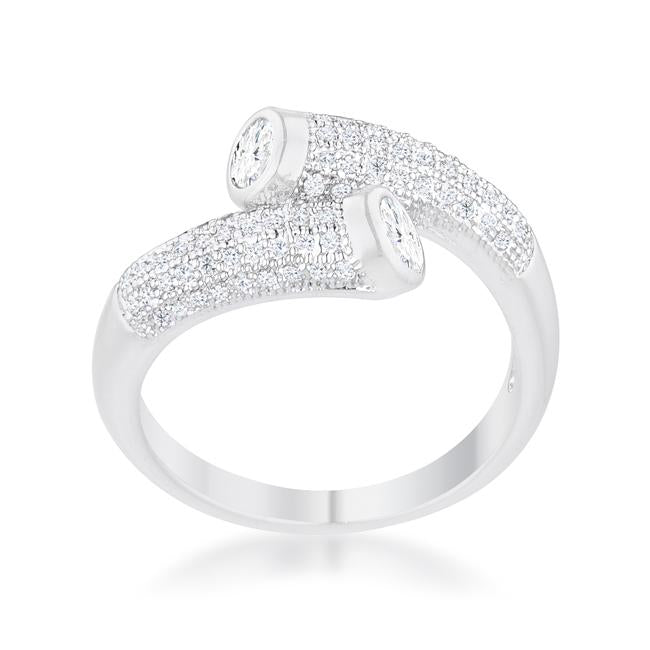 Perry 0.62ct CZ Rhodium Contemporary Wrap Ring - Charming Charlie