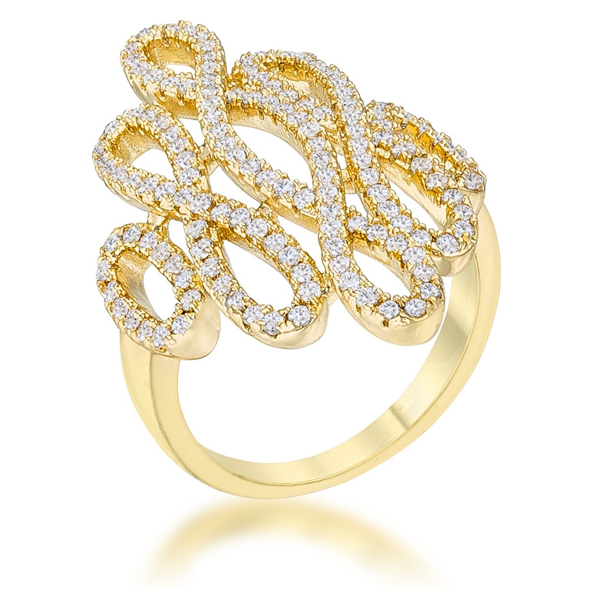 Natasha 0.94ct CZ 14k Gold Contemporary Cocktail Ring - Charming Charlie