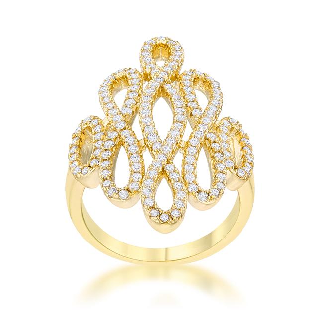 Natasha 0.94ct CZ 14k Gold Contemporary Cocktail Ring - Charming Charlie
