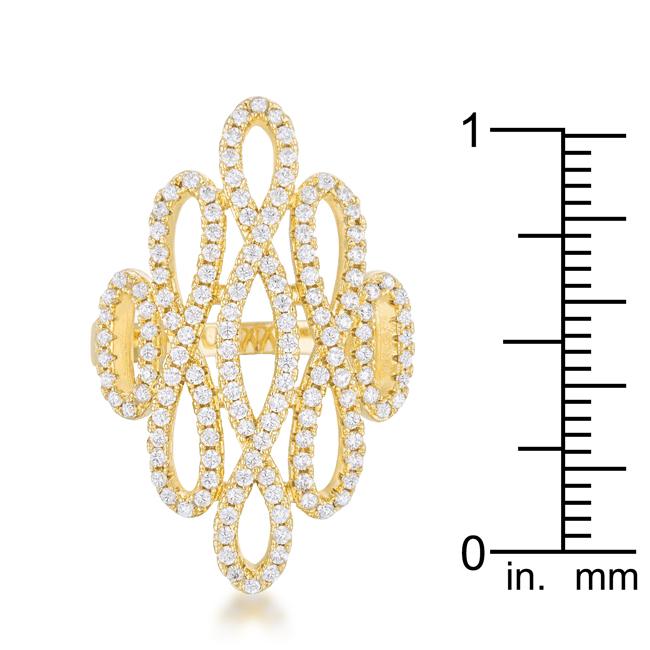 Natasha 0.94ct CZ 14k Gold Contemporary Cocktail Ring - Charming Charlie