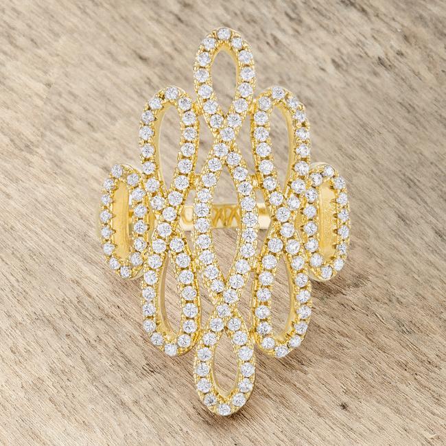 Natasha 0.94ct CZ 14k Gold Contemporary Cocktail Ring - Charming Charlie