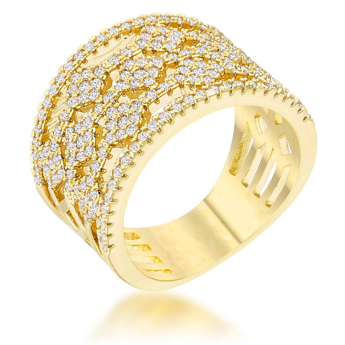 Marlene 0.6ct CZ 14k Gold Wide Band Cocktail Ring - Charming Charlie
