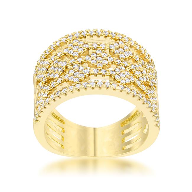 Marlene 0.6ct CZ 14k Gold Wide Band Cocktail Ring - Charming Charlie