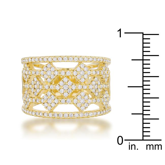 Marlene 0.6ct CZ 14k Gold Wide Band Cocktail Ring - Charming Charlie
