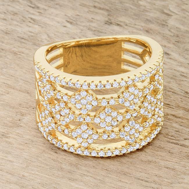 Marlene 0.6ct CZ 14k Gold Wide Band Cocktail Ring - Charming Charlie