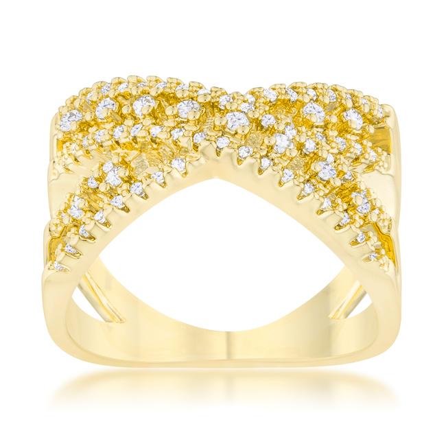 Sandy 0.37ct CZ 14k Gold Classic Criss Cross Ring - Charming Charlie