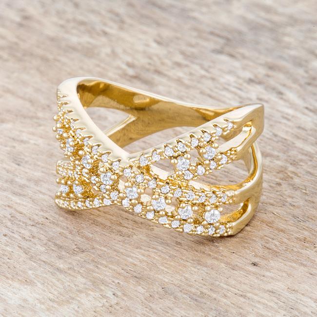 Sandy 0.37ct CZ 14k Gold Classic Criss Cross Ring - Charming Charlie