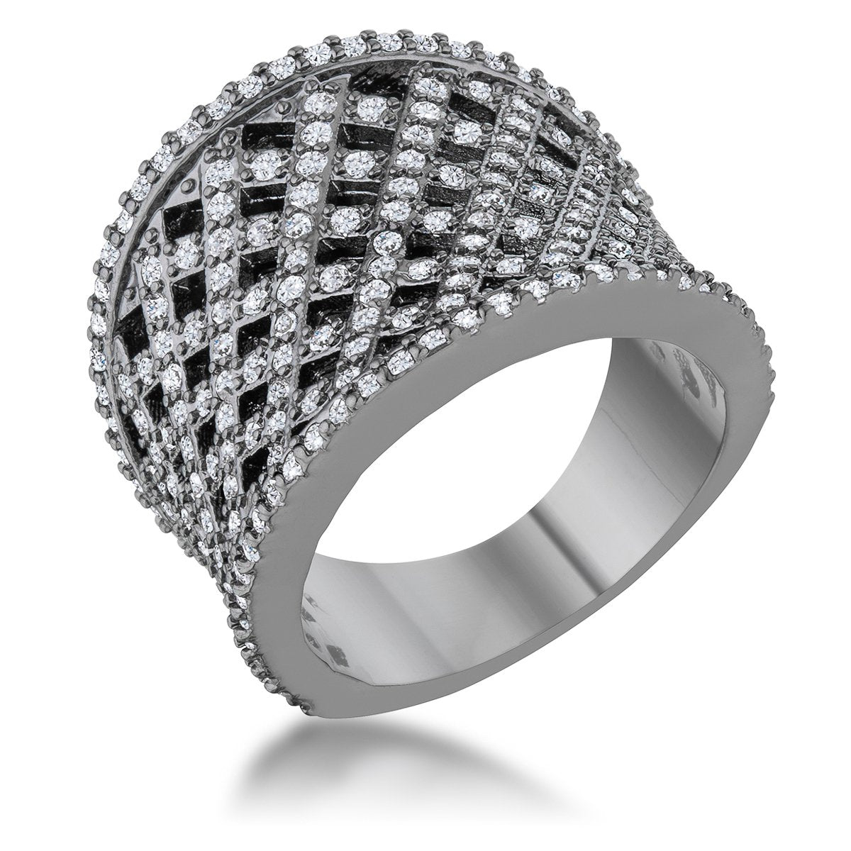 Brin 1.4ct CZ Hematite Wide Woven Style Ring - Charming Charlie