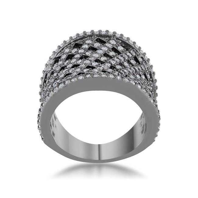 Brin 1.4ct CZ Hematite Wide Woven Style Ring - Charming Charlie