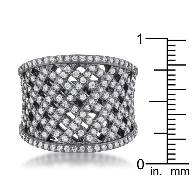 Brin 1.4ct CZ Hematite Wide Woven Style Ring - Charming Charlie
