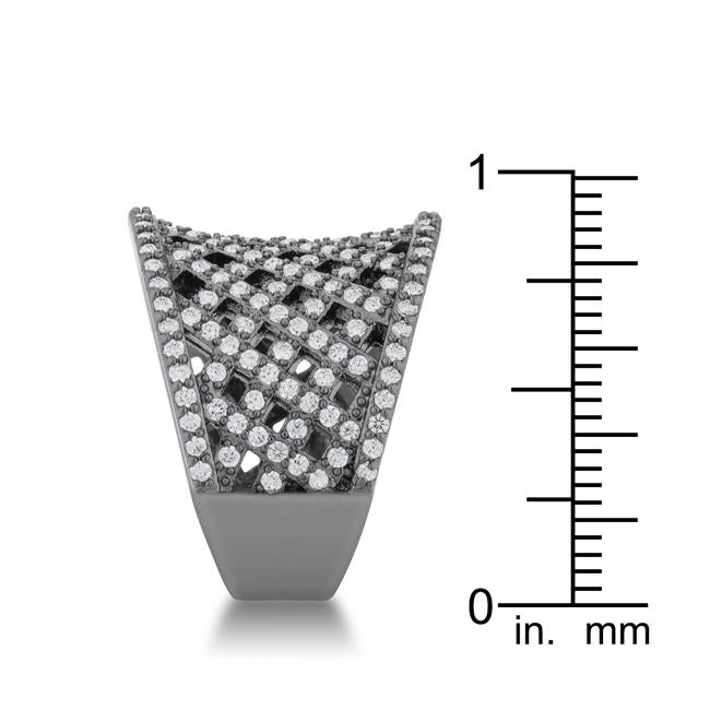 Brin 1.4ct CZ Hematite Wide Woven Style Ring - Charming Charlie