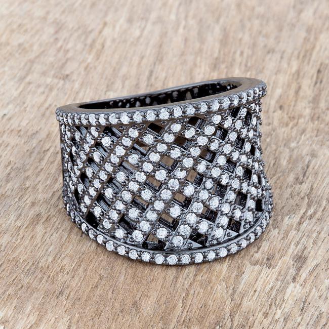 Brin 1.4ct CZ Hematite Wide Woven Style Ring - Charming Charlie