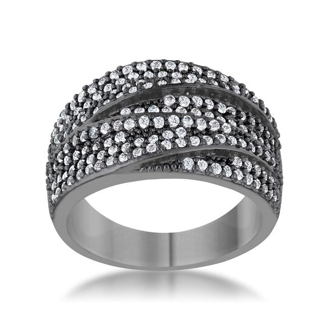 Kina 1.7ct Clear CZ Hematite Contemporary Cocktail Ring - Charming Charlie