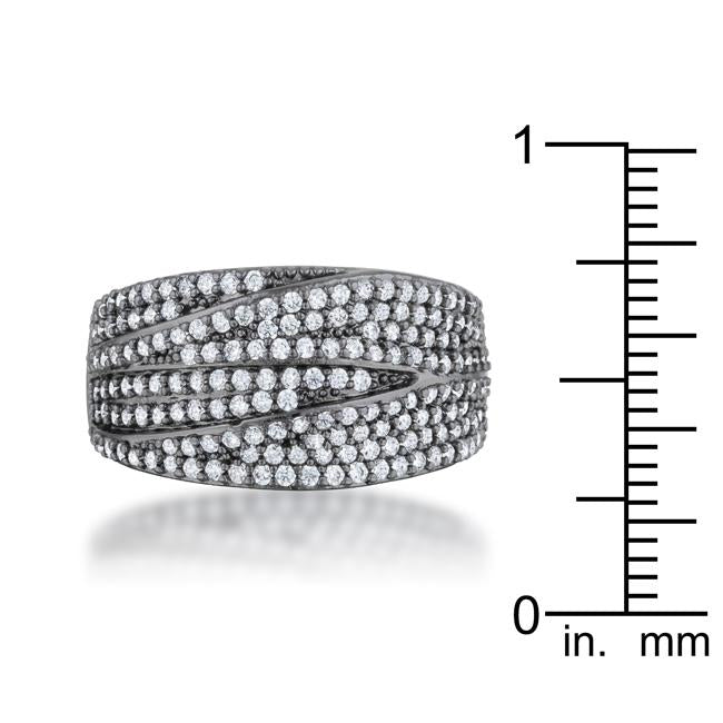 Kina 1.7ct Clear CZ Hematite Contemporary Cocktail Ring - Charming Charlie